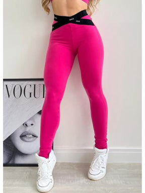 CONJUNTO LEGGING M&C  ELÁSTICO ROSA E PRETO