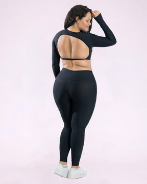 Conjunto Legging Básica Curve Plus Size + Top Manga Longa