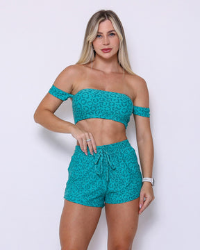 Conjunto Short Básico Light Onça Colors + Top Ciganinha