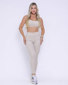 Conjunto Legging Básico Jacquard Comfy + Top Lu