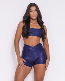 Conjunto Short Básico Cós Cruzado Textura Gloss + Top Ju