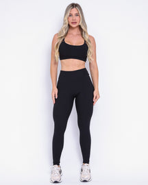 Conjunto Legging Básico Jacquard Comfy + Top Lu