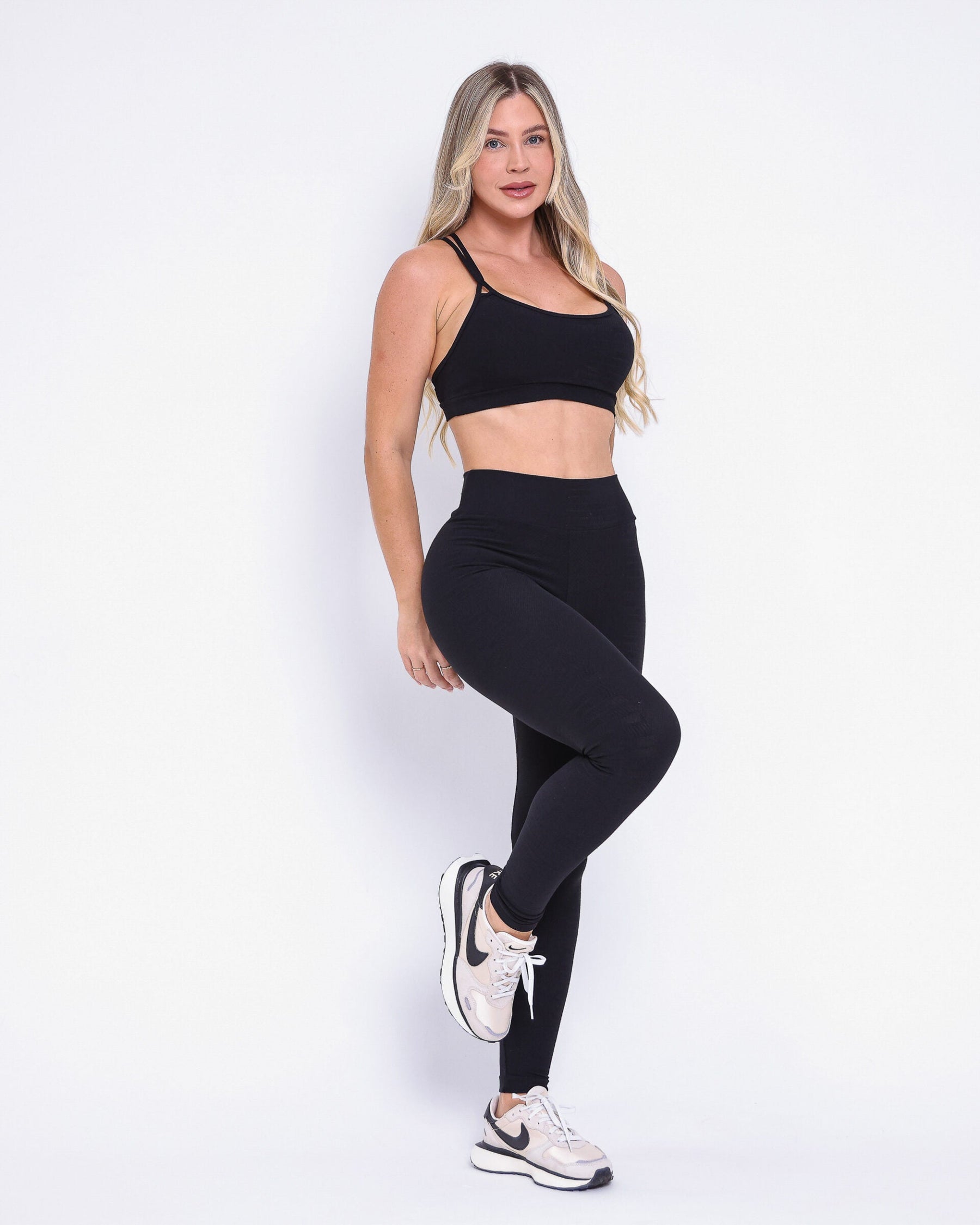 Conjunto Legging Básico Jacquard Comfy + Top Lu