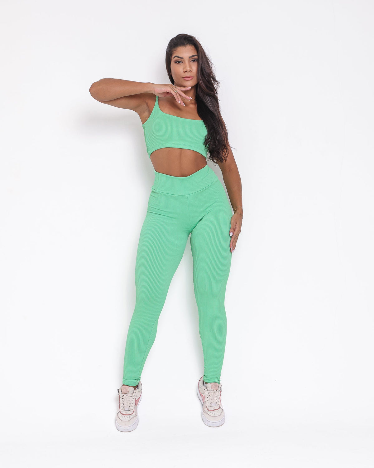 Conjunto Legging Básico Textura Valência + Top Bruna