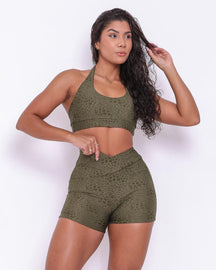 Conjunto Short Básico Jacquard Feline Cós Cruzado + Top Jhully