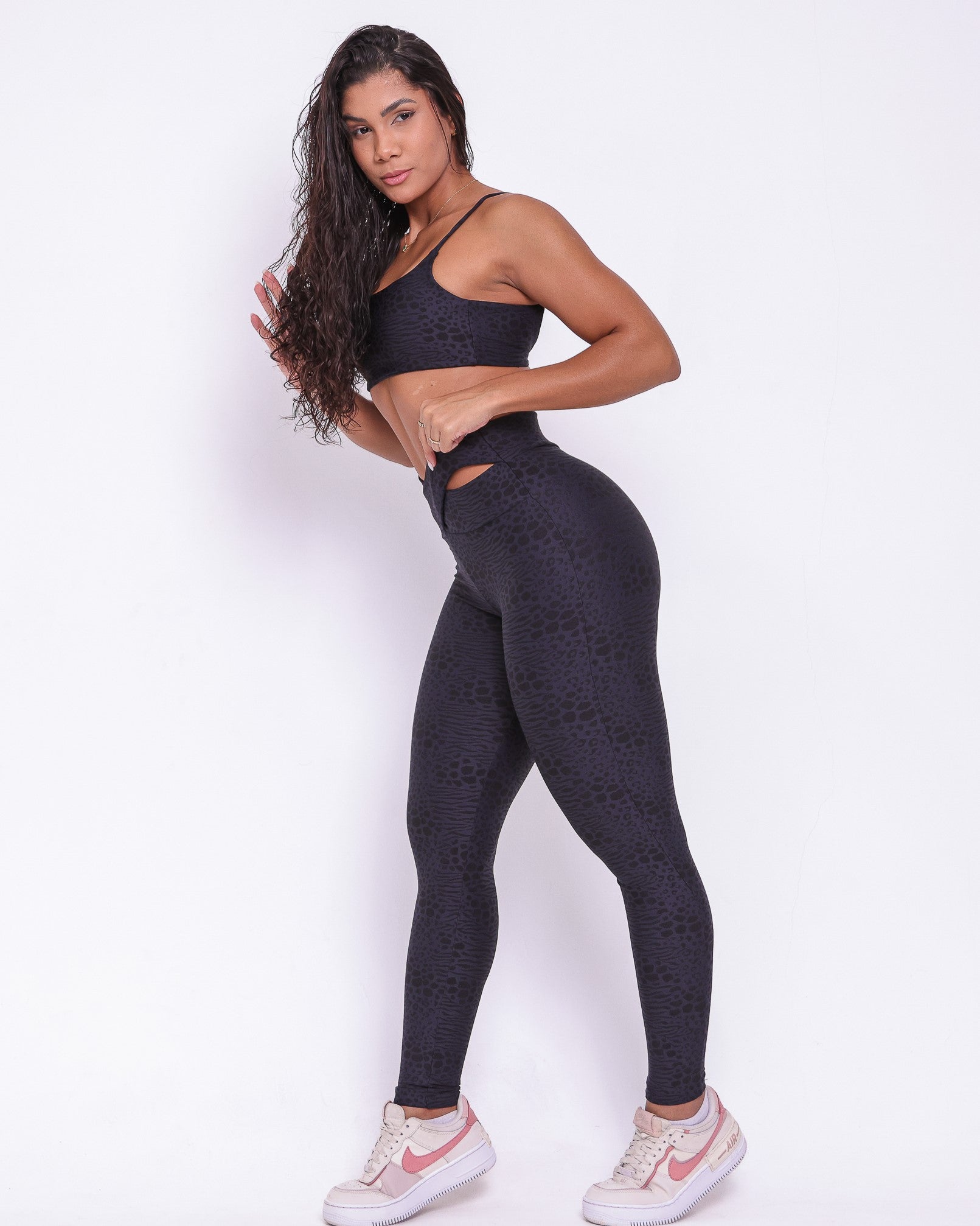 Conjunto Legging Básico Cós Cruzado Feline + Top Ju