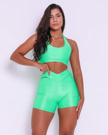 Conjunto Short Básico Cós Cruzado Compressão + Top Jhully