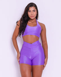 Conjunto Short Básico Cós Cruzado Compressão + Top Jhully