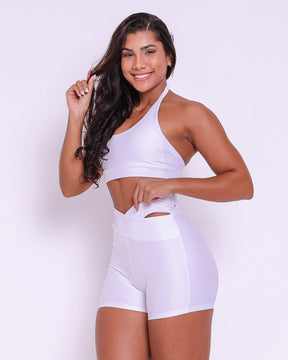 Conjunto Short Básico Cós Cruzado Compressão + Top Jhully