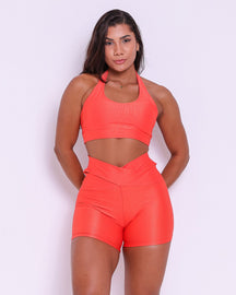 Conjunto Short Básico Cós Cruzado Compressão + Top Jhully