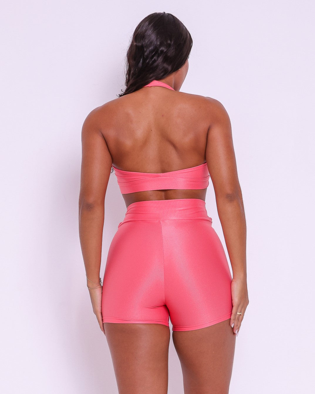 Conjunto Short Básico Cós Cruzado Compressão + Top Jhully