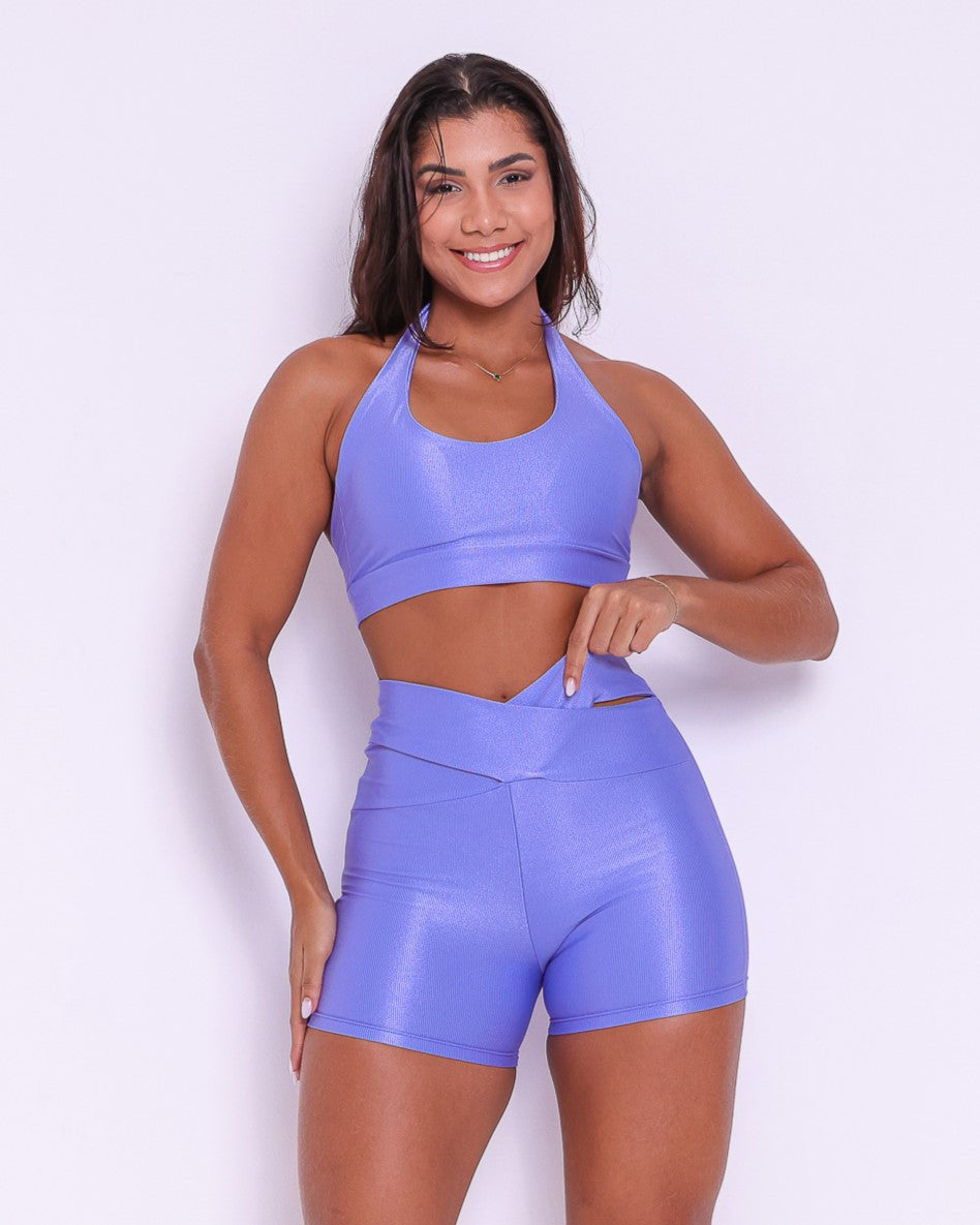 Conjunto Short Básico Cós Cruzado Compressão + Top Jhully