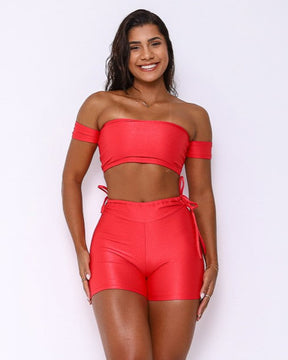 Conjunto Short Empina Bumbum Ajuste Compressão + Top Ciganinha