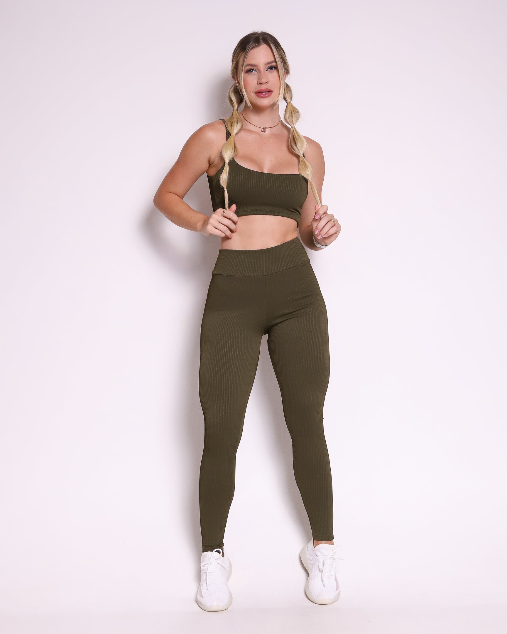 Conjunto Legging Básico Textura Valência + Top Bruna