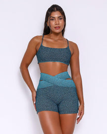 Conjunto Short Básico Jacquard Degradê Cós Cruzado + Top Ju