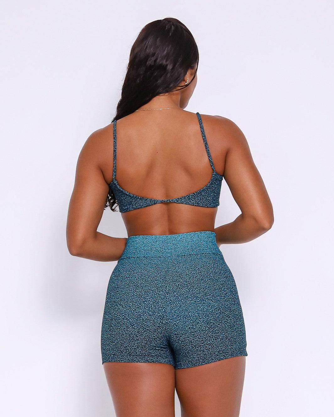 Conjunto Short Básico Jacquard Degradê Cós Cruzado + Top Ju