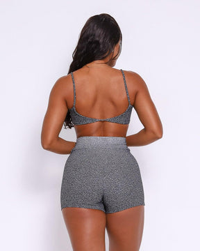 Conjunto Short Básico Jacquard Degradê Cós Cruzado + Top Ju