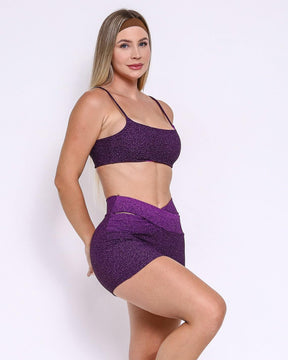 Conjunto Short Básico Jacquard Degradê Cós Cruzado + Top Ju