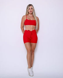 Conjunto Short Empina Bumbum Textura Tulipa + Top Ju