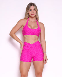 Conjunto Short Básico Cós Cruzado New Onça Fit + Top Jhully