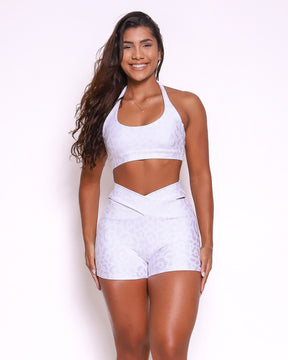 Conjunto Short Básico Cós Cruzado New Onça Fit + Top Jhully